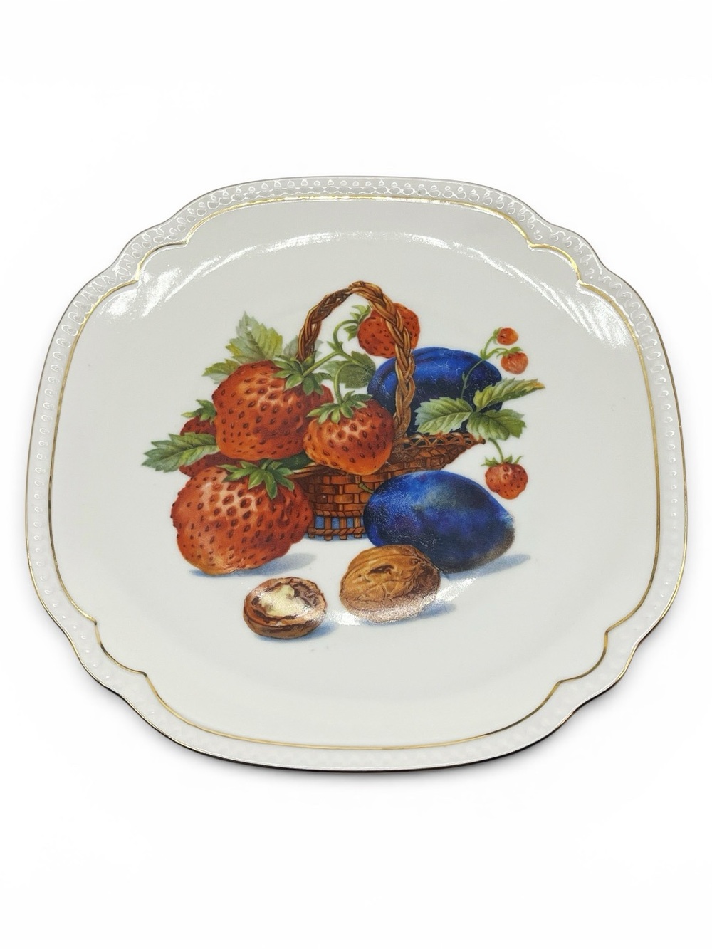 Vintage AJC of Czechoslovakia fruit or salad plate Hand painted